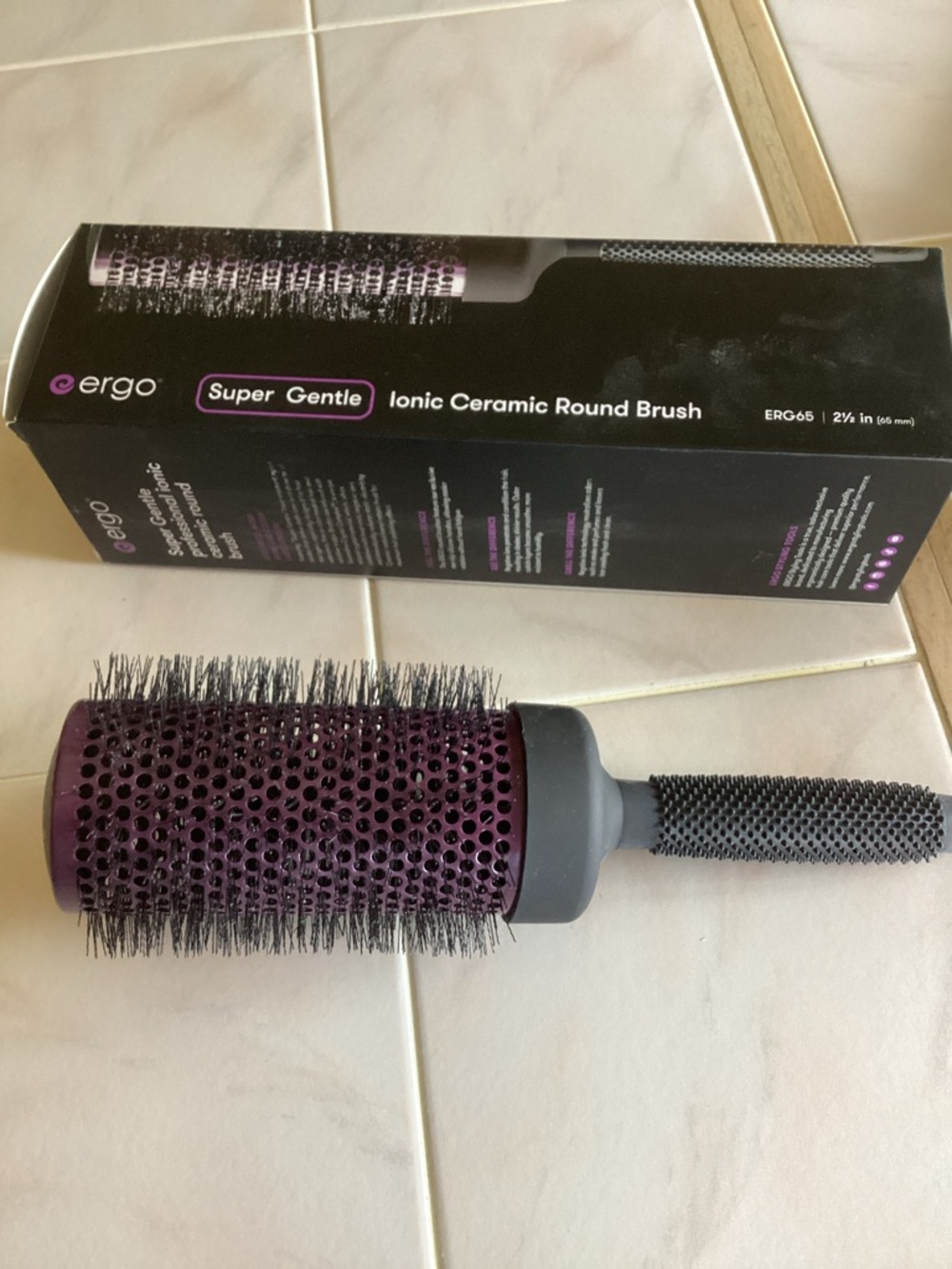 Ergobaby Ionic Ceramic Round Brush in Purple and Gray